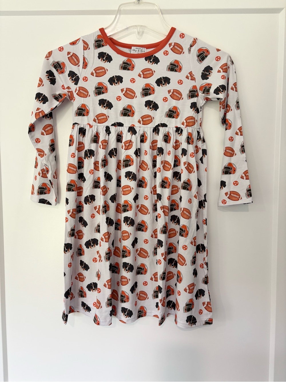 Abby & Evie TN Football Long Sleeve Bamboo Twirl Dress Girls 7 New
